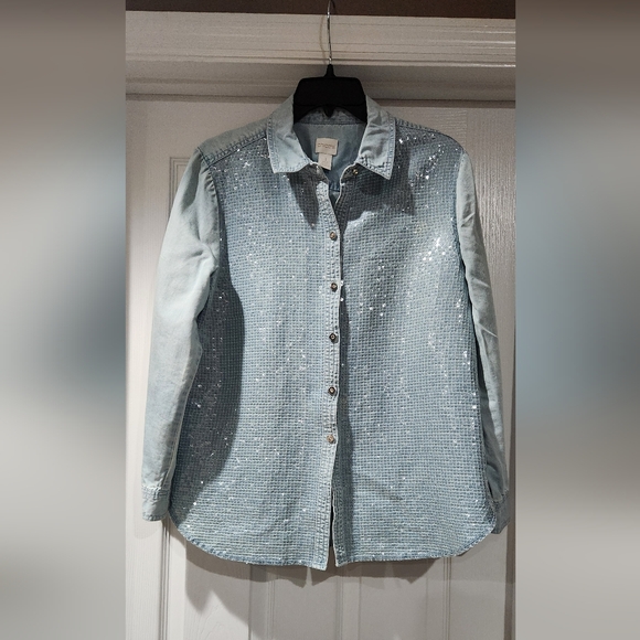 Chico (size1) Sequins womens button down - Picture 1 of 3